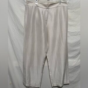 Eileen Fisher Silk Trouser Dress Pants in Oatmeal Cream Size XL